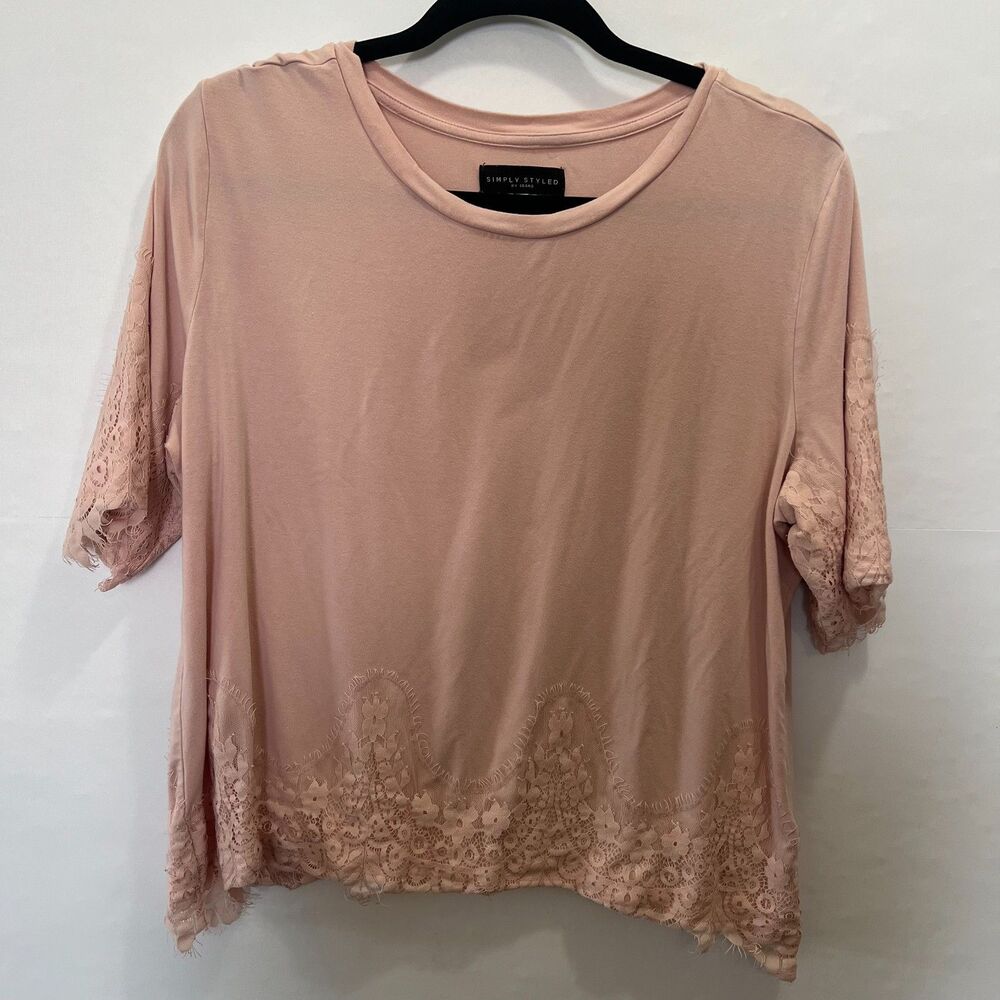 Simply Styled By Sears BOHO Pink Lace Pattern Romantic Feminine Blouse Size XL - Picture 3 of 9